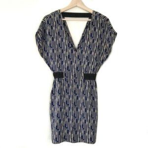 Myne Ashley Ann V-Neck Blue Silk Dress w/ Pocket; Size Small